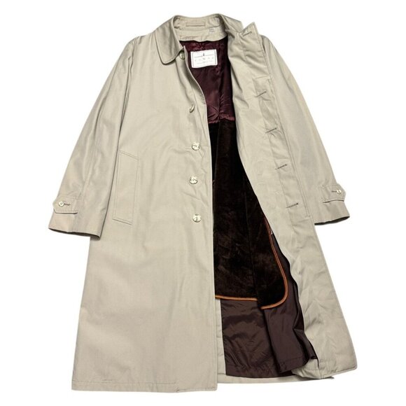 LONDON FOG TOWNE Vintage Designer Business Casual Long Trench Coat Mens 38 - Picture 1 of 9